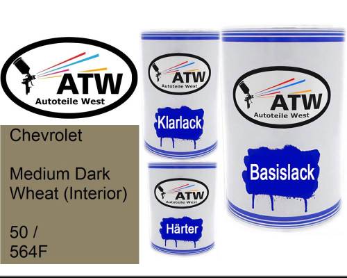 Chevrolet, Medium Dark Wheat (Interior), 50 / 564F: 500ml Lackdose + 500ml Klarlack + 250ml Härter - Set, von ATW Autoteile West.